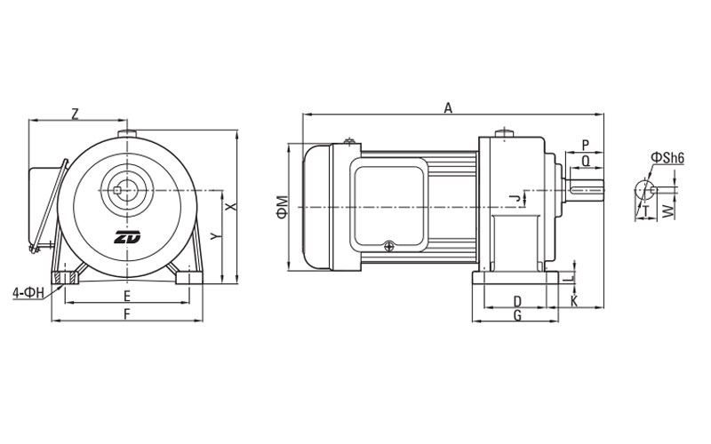 100W/750W AC Getriebemotor (klein)