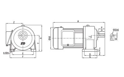 100W/1500W AC Getriebemotor (klein)